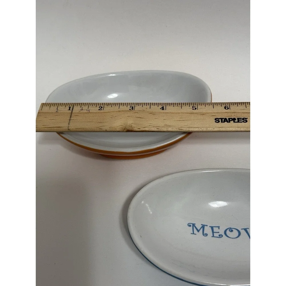 Whisker City Orange Ceramic Pedestal Meow Feeding Dish Cat Bowl 4.22fl Oz 5.5